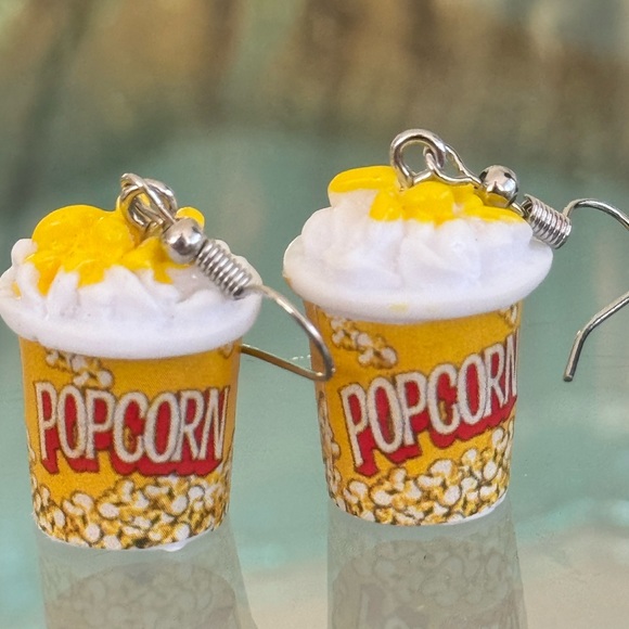 Novelty Pop Corn Dangle Earrings - Picture 1 of 10